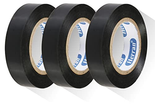 Bossram Nastro isolante elettricista 15mmx10m 3 pezzi (Nero)