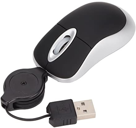 Mini Ratón con Cable USB, Ratón Portátil con Cable Retráctil de 68 Cm para Computadoras Y Portátiles Ratón de Viaje Compacto Ratón con Cable Ajustable