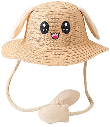 GNGR Avec oreilles mobiles Été Sunhat Enfants Chapeaux Air Rabbit Poche Bébé Bonnets Paille Enfants Chapeaux & Casquettes Écharpe Fille Bébé, c, 54