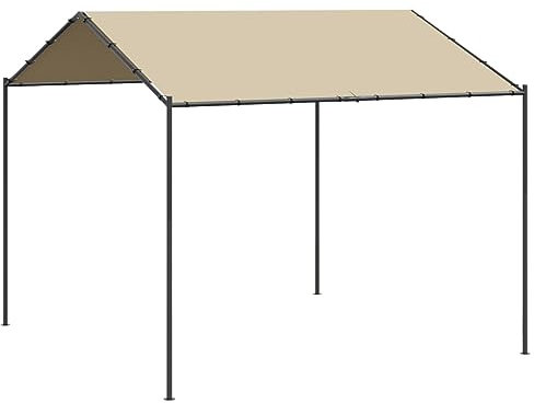 vidaXL Gartenpavillon, Pavillon UV-Schutz Wasserfest, Partyzelt Zelt mit Stahlrahmen, Festzelt Dach Sonnenschutz, Beige 3x3m Stahl Stoff