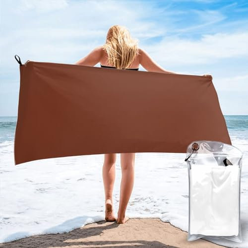 TRESILA Beach Towel Quick Dry Microfiber Beach Towels For Adults Lightweight Super Soft Large Swimming Towel For Travel Gym Yoga Bathroom Bath/Bamboo Shoot Brown