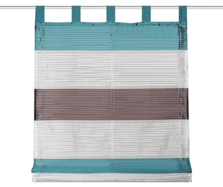 HOME WOHNIDEEN Raffrollo Schlaufen GABI 79583, Querstreifen, versch. Breiten, Scherli, Farbe:Petrol, Größe:140 x 120 cm, Anzahl:1x