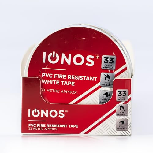Status: IONOS White PVC Tape (33 metres) / fire resistant, multisurface / IONPVCWHT1PKX12