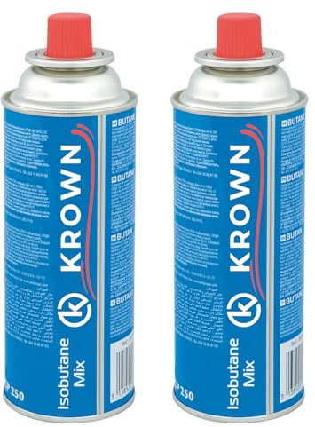 KROWN - Pack de 9 Cartuchos K-250 de Gas Butano 227g para Hornillos Quemadores, Cartucho de Gas para Camping 250, Bombonas (9 Unidades)