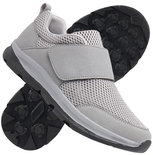 Zapatos ortopédicos para Caminar Zapatos Diabéticos para Hombre Zapatos Anchos Especiales para Pies Hinchados Cómodas Zapatillas Ajustables para Aliviar el Dolor de Pies,Gris,46/280mm
