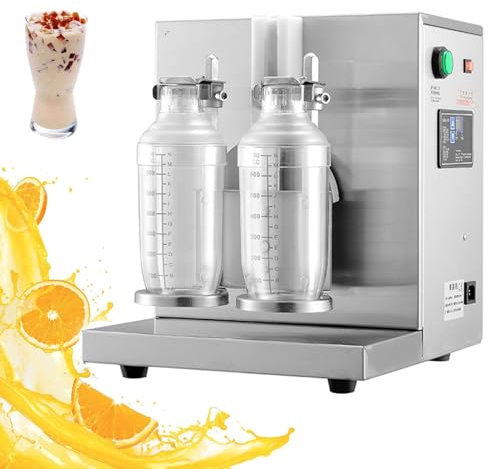 Aredwhiterui Coctelera De Té con Leche De Burbujas De Doble Estación (2 Tazas De 750 Ml), Máquina Batidora Automática De Acero Inoxidable - Temporizador De 120 Segundos/Rotación De 360 ​​°,120W