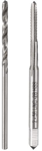 sourcing map Tap & Drill Bit Set, 1pcs 2-56 UNC Straight Flute Thread Taps and 1pcs 1.8mm Twist Drill Bits, HSS6542 Screw Tapping Threading Tools