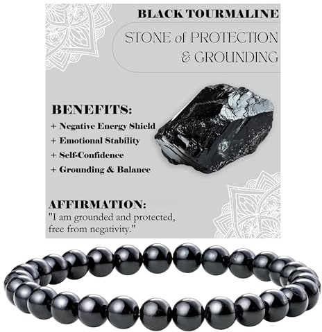 Bivei Tormalina nera - Protezione & radicamento - signora braccialetto perline 6mm semiprezioso cristallo naturale elastico elastico cristallo accessori regalo di yoga