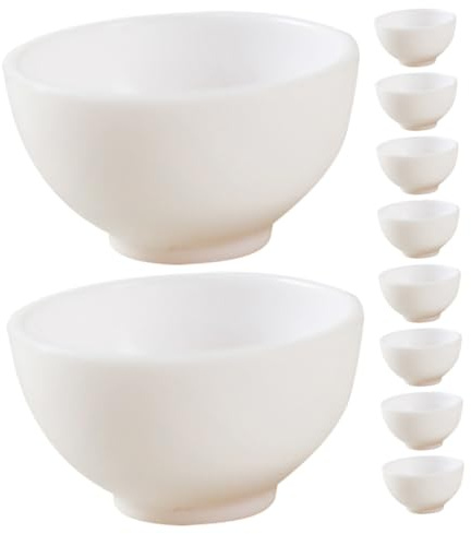JOINPAYA Miniatures Pack de 15 Pièces Bols 15 en Plastique Blanc Ronds Accessoires Délicats et Détaillés pour Maison de Poupée pour Décoration de Scènes et Jeu D'imitation