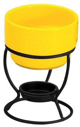 Fenteer Pot à fondue en porcelaine pour bougie chauffe-plat, pot à fondue au chocolat, pot à fondue au fromage en céramique pour collations et dîners, Jaune