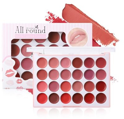 Paleta Lip Gloss, Paleta de lápiz labial | Brillo de labios teñido - Placa de brillo de labios de maquillaje de 24 colores, lápiz labial portátil de larga duración para mujeres