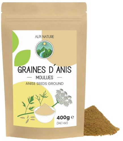 Alpi Nature Aniseed Powder 400g 14.1 oz, Ground Anise Seeds, Ground Aniseed Powder
