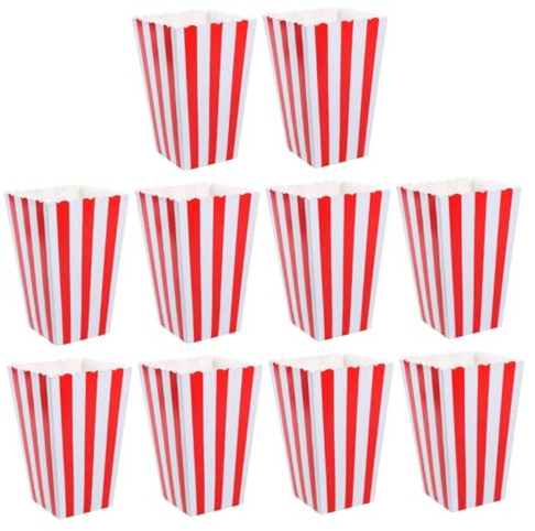 ELAYARD 10piezas Cajas De De Maíz Unidades Diseño De Rayas Pequeño Para Noche De Cine Casa Material De Cartón