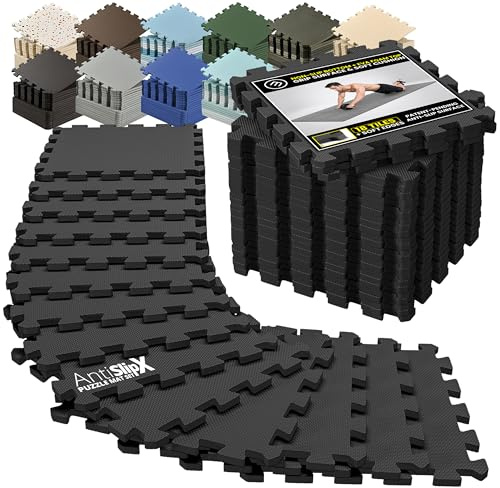 Tapis de Protection de Sol Set AntiSlipX - Tapis de Sport Antidérapant | Gymnastique Matelas Puzzle pour Appareils Salle de Fitness Exercice Entraînement Yoga Pilates Tatami Garage Piscine Isolation