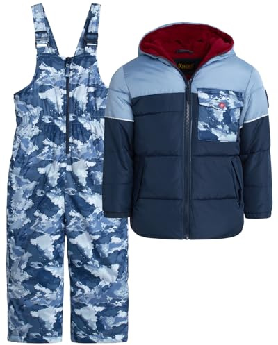 iXtreme Boys Snowsuit Set - 2 Piece Polar Fleece Lined Weather Resistant Insulated Ski Jacket & Snow Bibs Overalls for Boys, Size 5, Dark Navy Blue