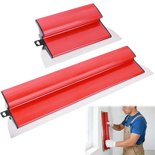 GAESHOW 25cm+60cm Spatole per Stucco con Impugnatura a Forma di Z, con lama in Acciaio Inossidabile da 0,35 mm, Kit Spatole Professionali per Lisciatura, per Intonacare Pareti e Soffitti (25cm+60cm)
