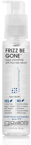 GIOVANNI ECO CHIC Frizz Be Gone - Super Smoothing Anti-Frizz Hair Serum, Adds Shine, Seals in Color, Infused with Natural Botanical Ingredients, Salon Quality, No Parabens - 2.75 oz (1 Pack)
