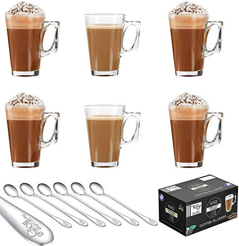 Ever Rich ® Tea Coffee Latte Glass Cup Mug 240ML X 6 Glasses (240)