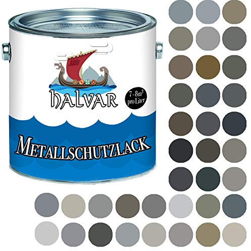 Halvar Metallskyddslack glänsande grå RAL 7000-7047, metallfärg, särskilt robust konsthartslack, väderbeständig och perfekt långsiktigt skydd, metall (2,5 L, RAL 7016 antracitgrå)