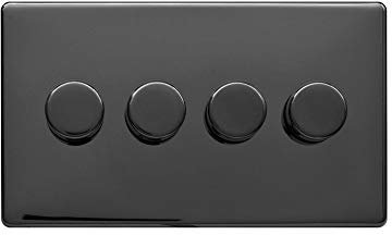 Lieber Black Nickel 250W 4 Gang 2 Way Intelligent Trailing Dimmer - Black Insert Screwless