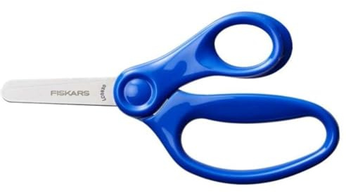 Fiskars barnsax, För barn över 6 år, Längd: 13 cm, Passar höger- och vänsterhänta, Metallblad/plasthandtag, blå, 1064069
