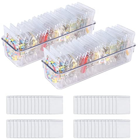 Dalababa 2 Pezzi Scatola Portagioie con 100 Pezzi Sacchetto di Chiusura Trasparente Organizzatore per Gioielli Orecchini Collane Anelli Orologi Contenitore di Monili