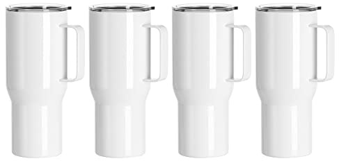 PYD Life Sublimation Tumblers Blanks with Handle 25 OZ Coffee Travel Car Stainless Steel Mugs Cups with Leakproof Lid for Mug Tumbler Heat Press Sublimation Oven Printing 4 Pack