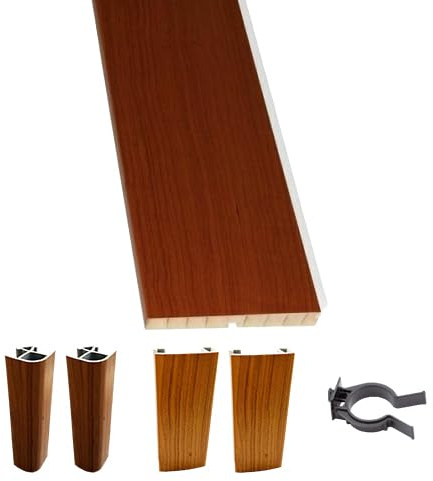AERREGI Kit Zoccolo Ciliegio per Cucina - Battiscopa Altezza 10, 12 e 15 Centimetri | Zoccoli in PVC 5 Metri Con Accessori per Unione e Ganci | Zoccolatura (4, H100 mm)