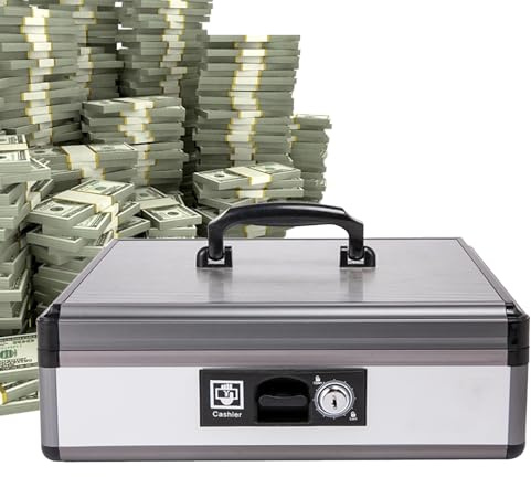 Caja fuerte para dinero, caja fuerte para dinero, ignífuga, con cerradura, organizador de almacenamiento, caja fuerte personal, gabinete seguro impermeable, cajas de seguridad portátiles, cajas