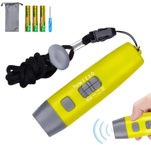 BAIFULAI Elektronische Pfeife, Einstellbare Trillerpfeife, Schiedsrichterpfeife, 3 Töne und 3 Stufen, Mehrzweck Trillerpfeife Sportunterricht Elektronische Handpfeife für Trainer Polizei Lehrer (Gelb)