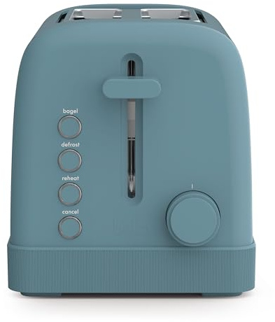 bella 2 Slice Toaster, 6 Setting Shade Control w Reheat, Cancel, Bagel & Defrost Buttons, Removable Crumb Tray, Anti Jam & Auto Shutoff, Auto Centering Guides & Cord Wrap, 900 Watt, Surf