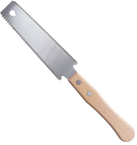 Joyan Petite Scie à Main Japonaise, Scie de Traction à Deux Tranchants 12/17 TPI, Lame Flexible pour Travail du Bois Scie à Main avec Poignées en Bois pour Coupes Fines de Bois (150mm Lame)