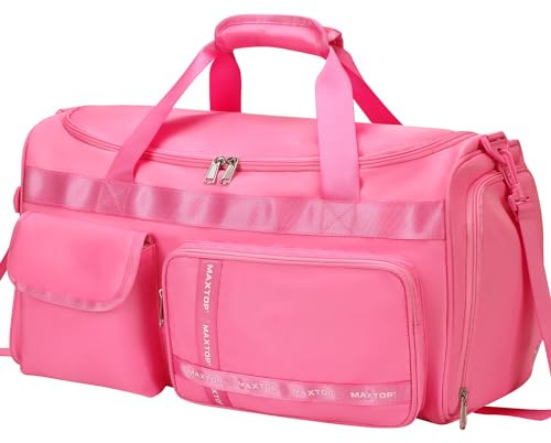 MAXTOP Travel Duffle Bag for Women Carry On Tote Weekender Overnight Bag Large Capacity Duffel Bag with Shoe Compartment,Gym Tote Bag with Dry and Wet Separation Rose