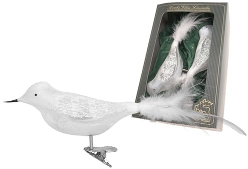 Krebs Glas Lauscha - Weihnachtsdekoration/Christbaumschmuck aus Glas - Amsel EIS transparent - Farbe: Silber - Größe: 10 cm