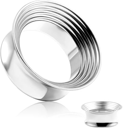 DOEARKO Örontunnel 1 par öron flesh tunnel rostfritt stål dubbel utsvängd öronplugg expander öronpiercing sträckt smycke för kvinnor och män 10 mm–19 mm, 12MM, Rostfritt stål, Rostfritt stål