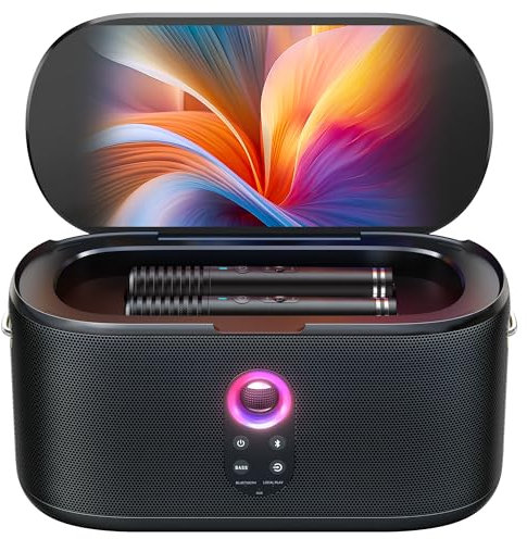 Ikarao Macchina per karaoke per adulti, con display con testi, sistema karaoke per YouTube, altoparlante da 280 W, sintonizzazione automatica ed equalizzatore, connessione alla TV, sistema PA