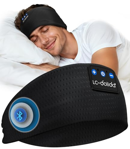 LC-dolida Cuffie Bluetooth con Archetto per Dormire e Sport, Fascia per Cuffie Sportive Maschera del Sonno, Fascia Musicale per Sportivo, Jogging, Yoga, Viaggio, Argento