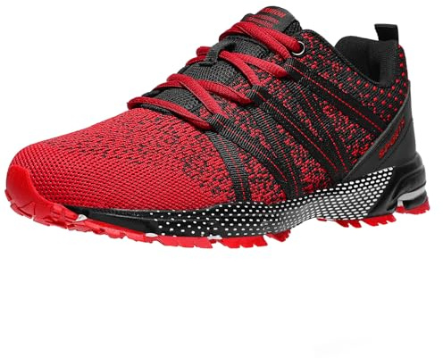 ASHION Sneaker herr sportskor löparskor sneakers lätta andas fritid löparskor för gator, D röd, 41 EU