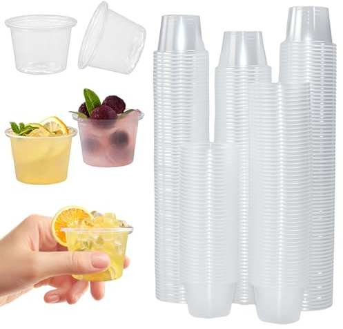 LANSKYLAN 300PCS Vasos de Chupito de Plástico 25ml, Vasos Chupitos Reutilizables, Vaso de Chupito Transparente, Vasos Pequeños Plastico para Shots de Licor, Jello Shots y Bebidas en Fiesta y Cumpleaño