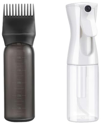Heyumybit Applicateur Huile Cheveux,200ml Brumisateur Eau,Flacon Applicateur de Peigne de Racin Avec Échelle pour Coloration Capillaire Et Traitement du Cuir Chevelu