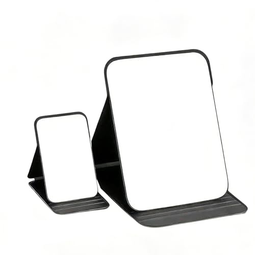 Kaiyzo Specchio Trucco Pieghevole da Tavolo Regolabile Multi-Angolo - Super HD in Pelle PU con Specchietto da Borsetta Incluso per Viaggio, Casa e Ufficio - 20x15 cm