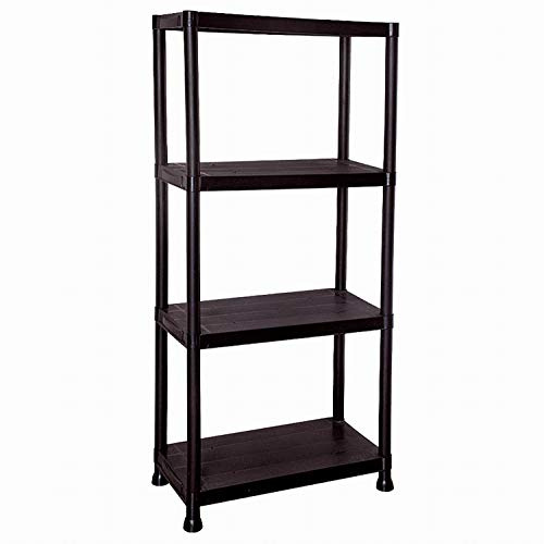 Bond Hardware® 4 Tier 60cm Wide Heavy Duty Black Plastic Shelving - (60 x 30 x 130cm)