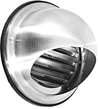 Prise d’air sphérique en acier inoxydable V2A 100 125 150 160 200 mm avec protection contre intempéries et insectes, argent