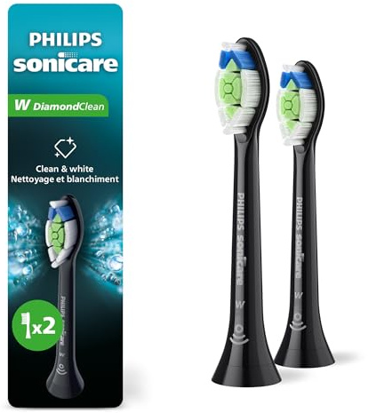 Genuine Philips Sonicare Diamondclean Replacement Toothbrush Heads, HX6062/95, Brushsync Technology, Black 2-pk