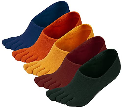 FANTESI 5 Paar Damen Kurze Zehensocken Damen Herren Baumwolle Bunte Sneaker Socken Natürliches Material, weich und bequem, für Sport und Freizeit,geeignet