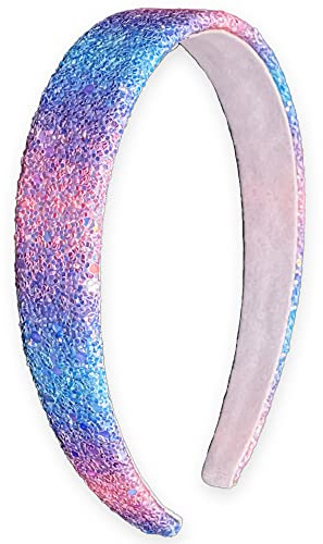 FROG SAC Glitter Headbands for Girls, Rainbow Head Band Hair Accessories for Little Girl, No Shed Sparkly Wide Headband for Kids, Cute Alice Hairband for Toddler Children, Easter Basket Stuffers