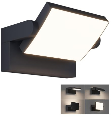 Klighten 24W Außenwandleuchte Außenlampe, Schwarz, Neutral Weiß 4000K