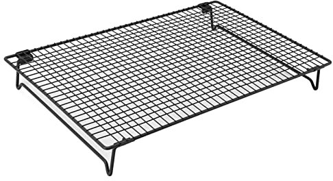 Auskühlgitter, Edelstahl-Kühlregal, Antihaft-Backregal, Metall-Kühlregal, Drahtgitter für Kekse, Grillrost, Kühlregal, groß ür Fisch Fleisch Braten BBQ Grillen (Schwarz)