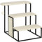 PawHut Haustiertreppe 3-stufige Katzentreppe Hundetreppe mit Kratzbrett und Spielball Einstieghilfe Praktische & Leichte Tiertreppe Stahl Sisal Cremeweiß+Schwarz 51 x 54 x 53cm