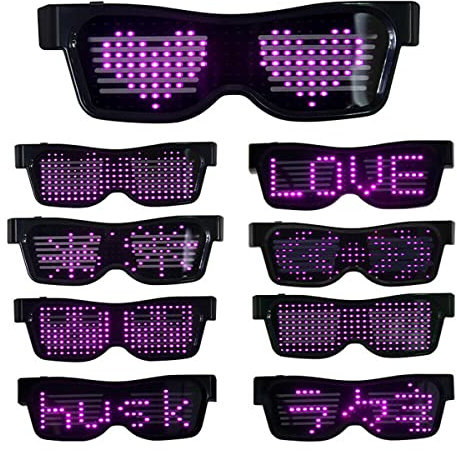 Yuehuamech LED-Gläser beleuchten Gläser leuchten im Dunkeln blinkende LED-Sonnenbrillen Leuchtgläser Coole anpassbare Gläser für Nachtclub-Geburtstagsfeier-Bühne Halloween
